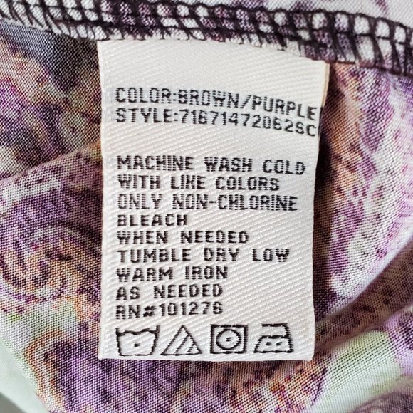 Floral Boho Dress Women's S Knit Stretch V Neck Tie Long Sleeve Brown & Purple - Picture 13 of 13